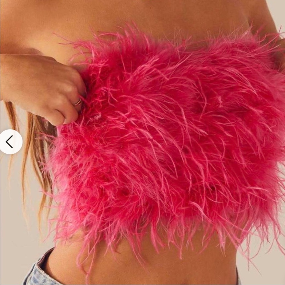 Altar’d State Pink Statement Feather Top Size Small